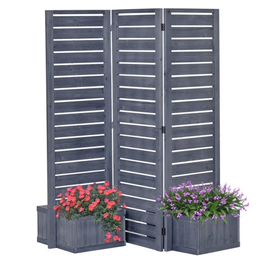 3-Panel Hinged Privacy Screen with Corner Planters