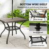 Square Outdoor Dining Table with Umbrella Hole & Shelf — Seats 4, Gray