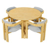 5-Piece Acacia Wood Round Outdoor Dining Set with Armchairs