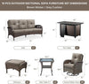 10-Piece Patio Set with 43-Inch Propane Fire Pit Table, Brown Wicker