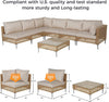 7-Piece Wicker Patio Set with Water-Resistant Beige Cushions