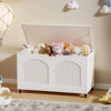 White Wooden Storage Bench On Wheels