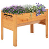 Fir Wood Raised Garden Planter with Tool Hooks, 48" Wide