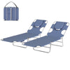 Folding Chaise Sun Loungers, Set of 2 with Face Cavity