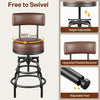 Adjustable Height Swivel Bar Stool Set with Back, Brown