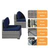 7-Piece All-Weather Wicker Sectional Sofa Set, Grey-Blue