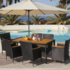 7-Piece Outdoor Patio Dining Set with Black Rattan Chairs
