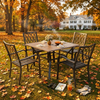 5-Piece Square Patio Dining Set with 37.8-Inch Wood-Grain Table and 4