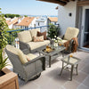 Beige All-Weather Wicker Patio Conversation Set