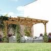 Fir Wood Pergola with Arched Roof, 10' x 12', Dark Brown