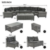 8-Piece Outdoor Wicker Sectional Sofa Set, Gray with Cushions
