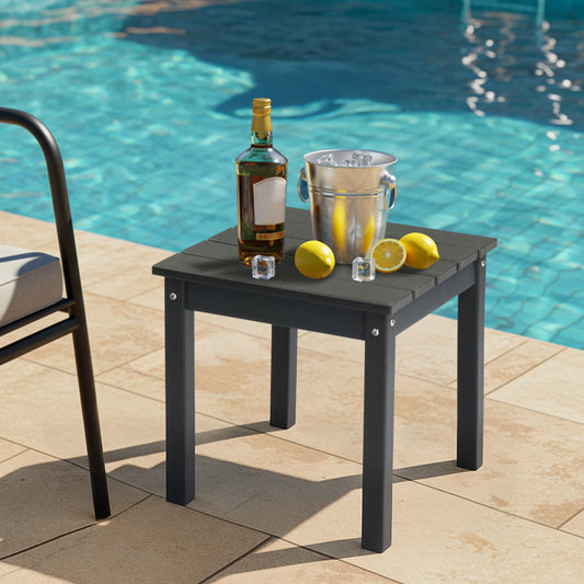 HDPE Outdoor Side Table, Square End Table, Dark Grey