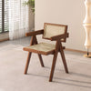 Rattan & Walnut Wood Lounge Chair, Set of 2
