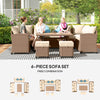 PE Wicker Outdoor Sectional Set — 6 Piece, Seats 9, Khaki