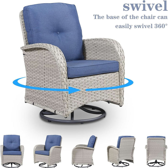 Patio Wicker Swivel Rocker Chairs Set Of 2 With Side Table-1