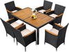 7-Piece Outdoor Patio Dining Set with Black Rattan Chairs