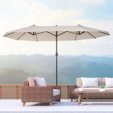 15 Ft Double-Sided Patio Umbrella, Extra-Large Outdoor Market Shade