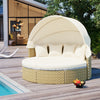 Topmax Patio Furniture Round Outdoor Sectional Sofa Set Rattan Daybed