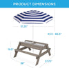 Gray Navy Kids 3-in-1 Sand and Water Table with Umbrella