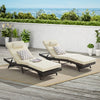 Outdoor Wicker Chaise Lounge with Adjustable Backrest, Armrests and