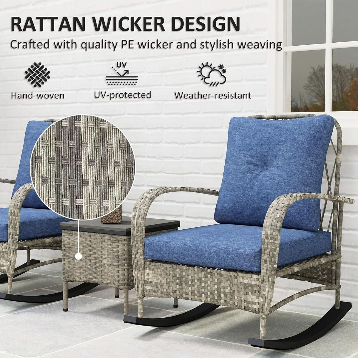 Stylish Three Piece Wicker Patio Furniture Set-3