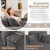 56" Grey Faux Fur Deluxe Chaise Lounge, Cushioned