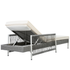 All-Weather PE Rattan Chaise Lounge with Cushion - Grey