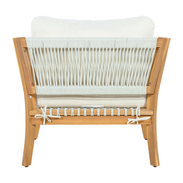 Acacia Wood Lounge Chair with Woven Rope Accents