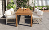 Acacia Outdoor Dining Set — 5-piece with 67-inch acacia wood table and four cushioned rattan chairs