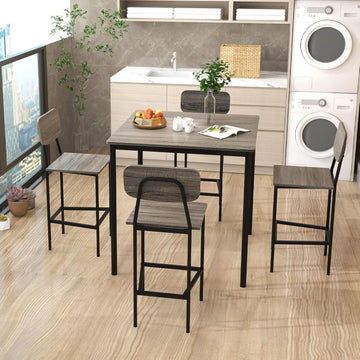 5-Piece Counter-Height Dining Set with Black Oak Bar Stools