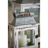Set of 2 White Wood & Metal Hurricane Candle Lanterns