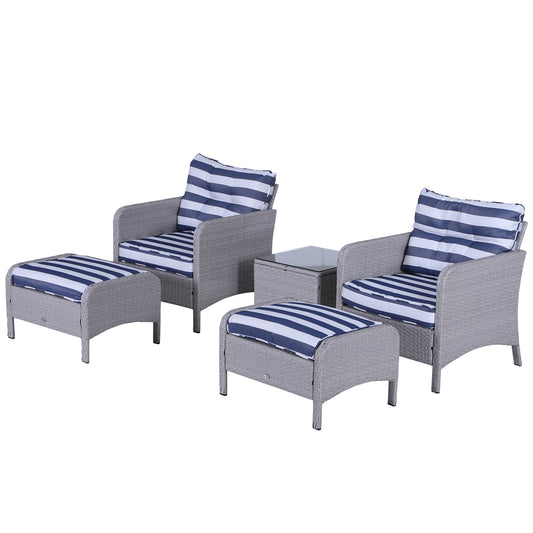 Rattan Conversation Set with Ottoman — 5 Piece