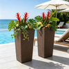 Set Of 2 Rattan Planters With Removable Inner Pots