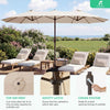 15 ft Beige Patio Umbrella with Weather-Resistant Base Stand