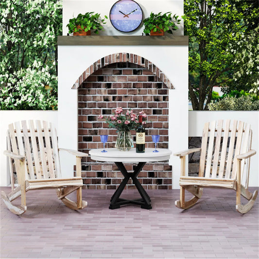 High Fanned Back Acacia Wood Outdoor Rocking Chair