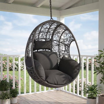 Wicker Egg Chair Seat — Grey (Stand Sold Separately)
