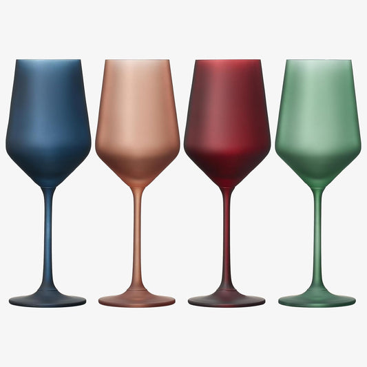 Frosted Colored Crystal Wine Glasses, Set of 4