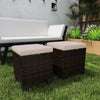 2 Piece Wicker Outdoor Ottomans With Cushions