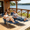 Folding Sun Lounger Set of 2, Dark Blue