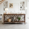 Long Industrial Console Table with 2-Tier Shelf