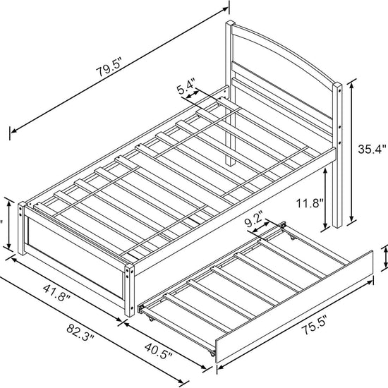 Twin Daybed With Trundle Winter white Natural Pinewood-1