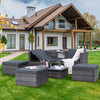 5-Piece PE Wicker Patio Set with Wood-Top Coffee Table