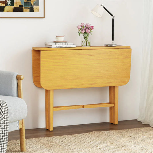 Folding Round-Corner Drop-Leaf Dining Table, Seats 2-4