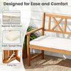 2-Person Acacia Wood Outdoor Loveseat Bench with Removable Cushion