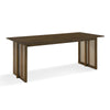 Walnut Rubberwood Dining Table with Rattan Accents, Seats 6