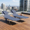 Folding Chaise Sun Loungers, Set of 2 with Face Cavity