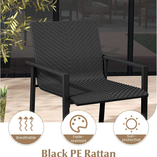 4 Piece Wicker Patio Conversation Set Black Coffee Table-4