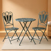 3-Piece Folding Bistro Set, Light Blue Outdoor Patio Furniture