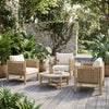 Set of 3 Acacia & PE Wicker Outdoor Armchairs