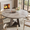 Round 47-Inch Dining Table with Grey Pedestal, Seats 4–6